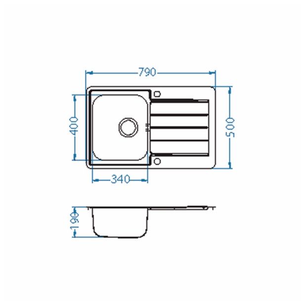 NERJAVNO POMIVALNO KORITO ALVEUS LINE 80, LEINEN 790X500 MM