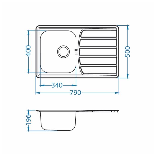 NERJAVNO POMIVALNO KORITO ALVEUS ZOOM MAXIM 20, SATIN 790X500 MM
