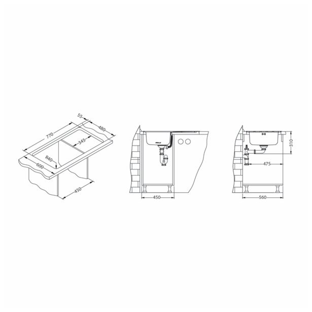 NERJAVNO POMIVALNO KORITO ALVEUS ZOOM MAXIM 20, SATIN 790X500 MM