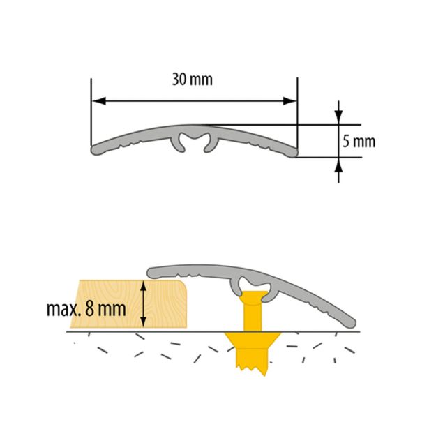 NIVOJSKI ALU PROFIL CEZAR 30MM 0.9M ŠAMPANJEC