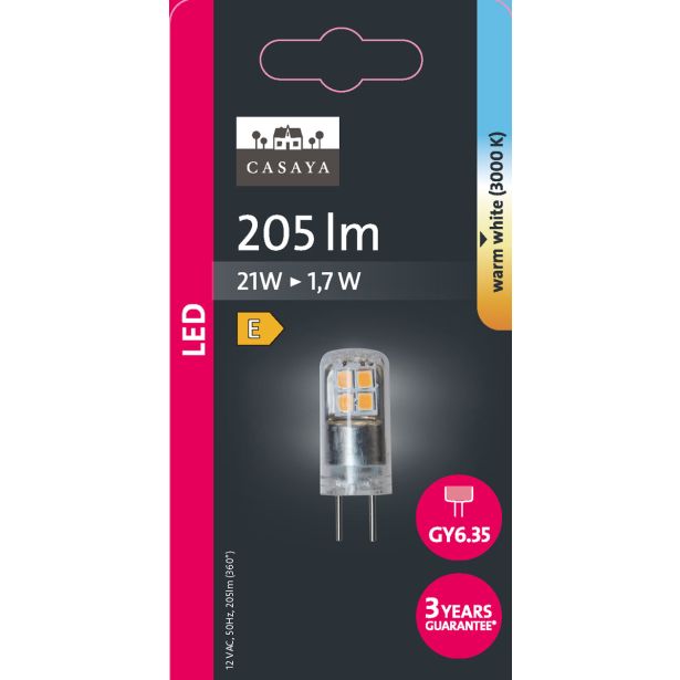 NIZKONAPETOST.LED ŽARNICA CASAYA GY6.35 1.7W 12V 205LM 3000K