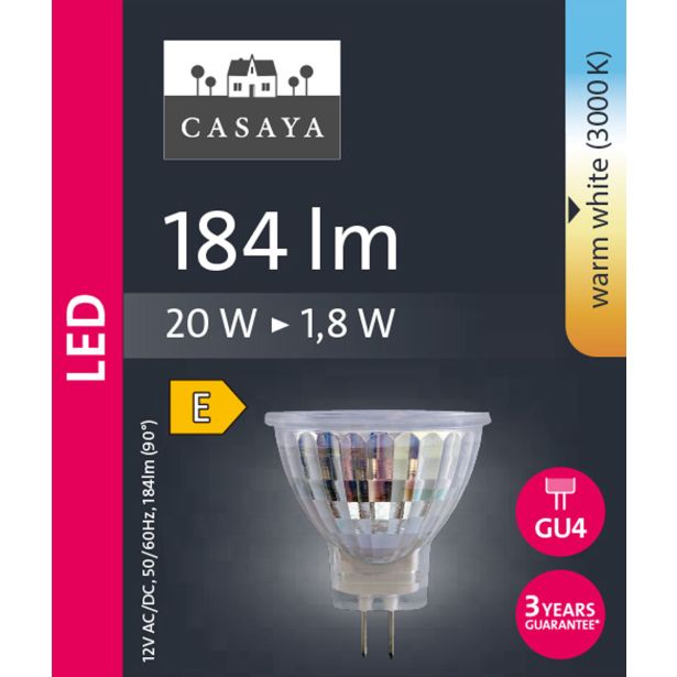 NIZKONAPETOST.LED ŽARNICA CASAYA REFL. MR11 1.8W 38° 184LM 3000K