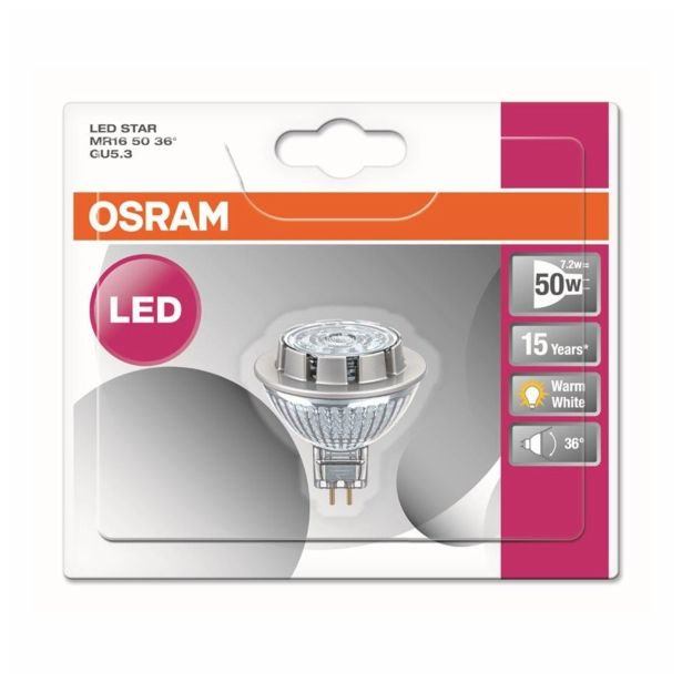 NIZKONAPETOST.LED ŽARNICA OSRAM ST MR16 50 36° 8W/827 12V GU5.3 BL/1
