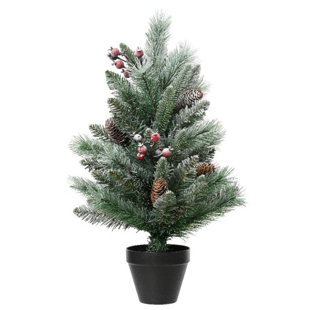 NOVOLETNA JELKA DECORIS 60 CM, LEDENA Z JAGODAMI WINDHAM MINI