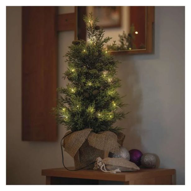 NOVOLETNA JELKA EMOS LED 50CM ZUNANJA/NOTRANJA TOPLO BELA, ČASOVNIK