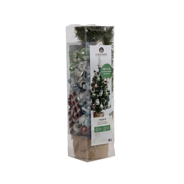NOVOLETNA JELKA EVERLANDS 75 CM + OKRASKI MINI