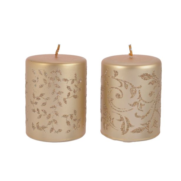 OKROGLA SVEČA 7 CM Z DEKORJEM ZLATA