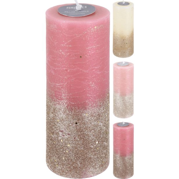 TOP SVEČA EH 7X17 CM ROZA/BELA RUSTIC