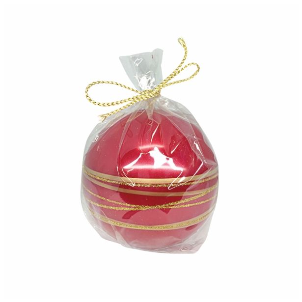 NOVOLETNA SVEČA MULLER GOLDEN RINGS OKROGLA 100 MM METALIC RDEČA