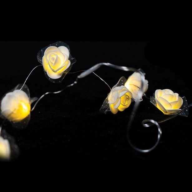 NOVOLETNE LUČKE, VERIGA - ROŽICE, 10 LED LUČK, BELE BARVE