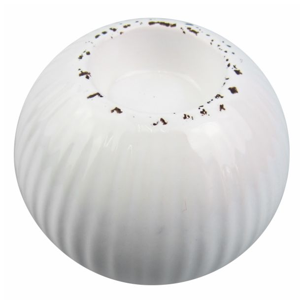 NOVOLETNI SVEČNIK GLOSSTYLE SVEČNIK KROGLA FI 11 CM BELI Z OBROBO