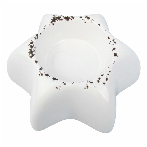 NOVOLETNI SVEČNIK GLOSSTYLE SVEČNIK ZVEZDA 8.7X8.7X4 CM BELI Z OBROBO