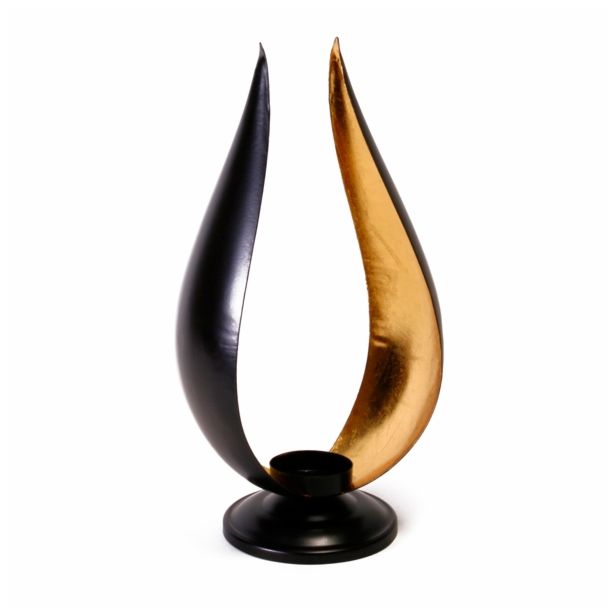 NOVOLETNI SVEČNIK R+W LISTA ČRNO ZLAT 17X32 CM