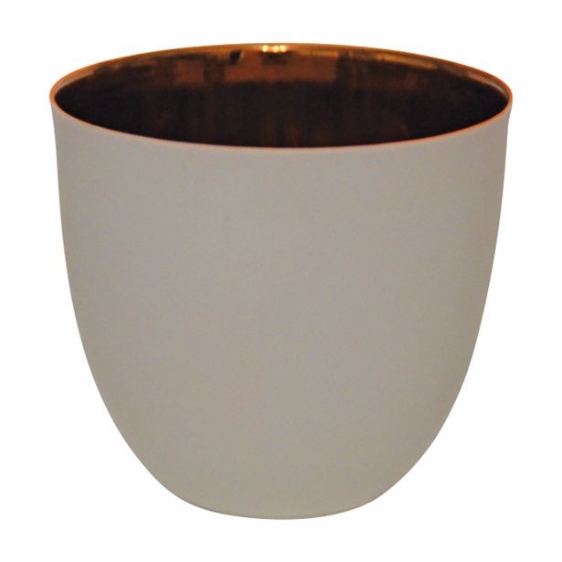 NOVOLETNI SVEČNIK R+W PORCELAN KOZARČEK 8.5 CM BAKRENI