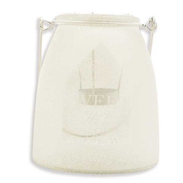 NOVOLETNI SVEČNIK R+W STEKLENA LANTERNA 13X15.5 CM BELA