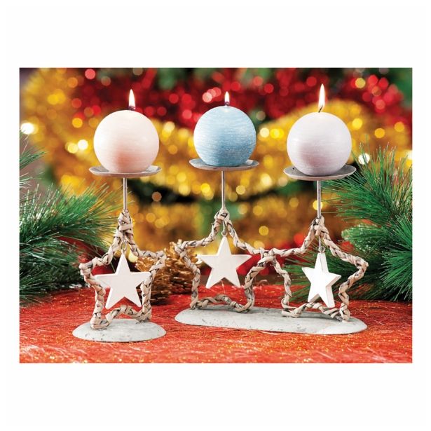 NOVOLETNI SVEČNIK STAR RATAN 11.5X10X19 CM SORTIRANO