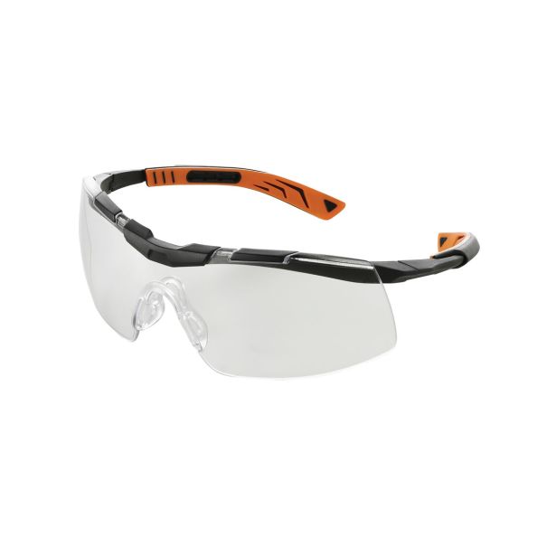 OČALA ZA DELO, PROSTI ČAS PROZORNA STEKLA S ČRNO ORANŽNIMI ROČKAMI