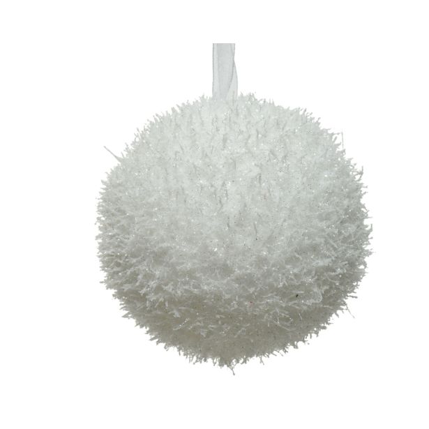 OKRASEK ZA JELKO DECORIS KROGLA, 8 CM, BELA