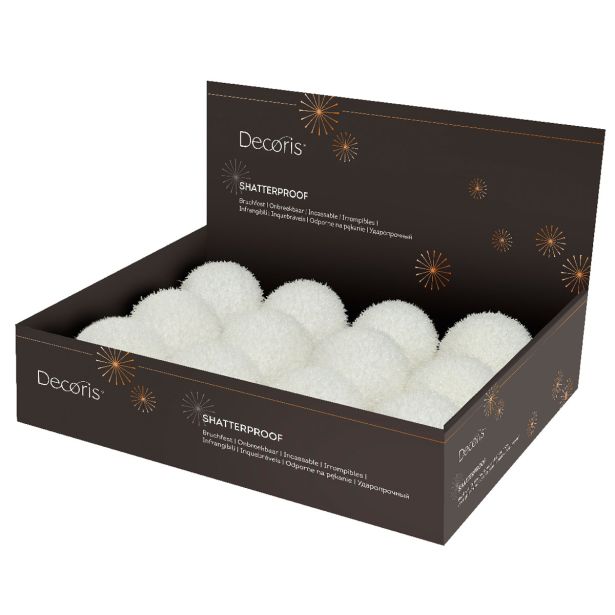 OKRASEK ZA JELKO DECORIS KROGLA, 8 CM, BELA