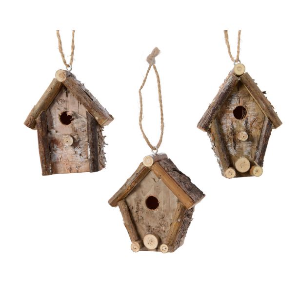 OKRASEK ZA JELKO DECORIS LESENA HIŠKA 7.5 CM SORT