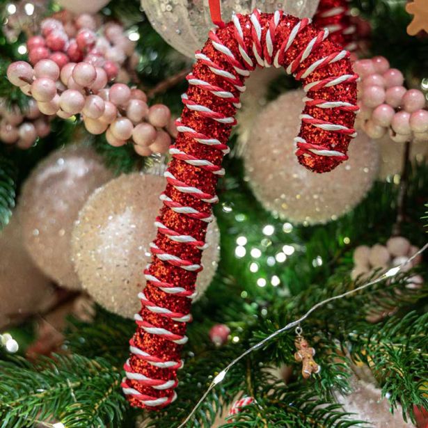 OKRASEK ZA JELKO DECORIS LIZIKA BELA RDEČA 8X20.5 CM SORTIRANO