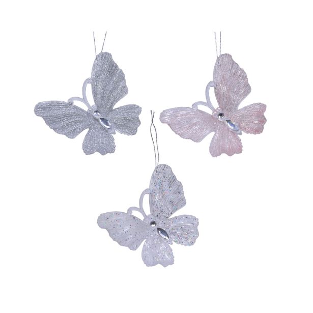 OKRASEK ZA JELKO DECORIS METULJ, 10 CM, SORTIRANO