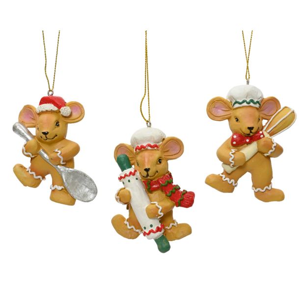 OKRASEK ZA JELKO DECORIS MIŠKA 6X3X8 CM SORTIRANO