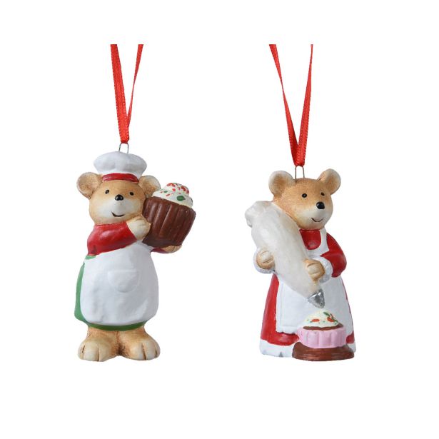 OKRASEK ZA JELKO DECORIS MIŠKA 8 CM SORTIRANO