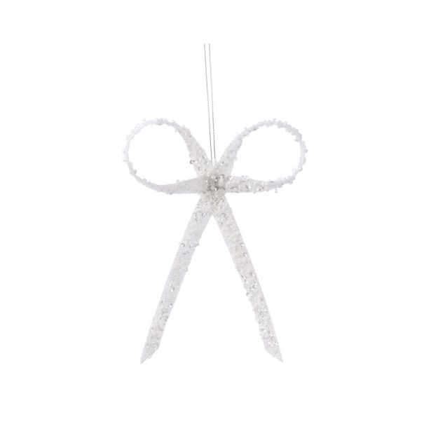 OKRASEK ZA JELKO DECORIS PENTLJA BELA 12X16 CM
