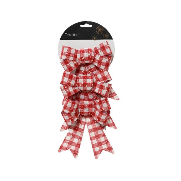 OKRASEK ZA JELKO DECORIS PENTLJA RDEČE/BELA 17 CM 3/1