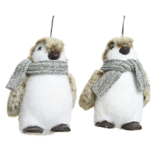 OKRASEK ZA JELKO DECORIS PINGVIN SIVE/BELE BARVE 13X10X15 CM SORT