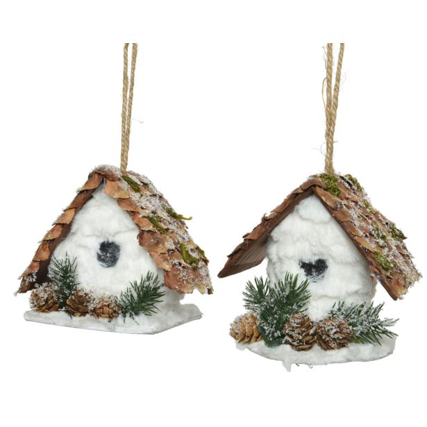 OKRASEK ZA JELKO DECORIS PTIČJA HIŠKA 12X13X12 CM SORT