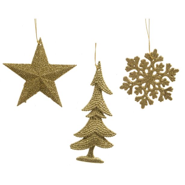 OKRASEK ZA JELKO DECORIS RAZLIČNE BARVE IN OBLIKE ZLATE BARVE