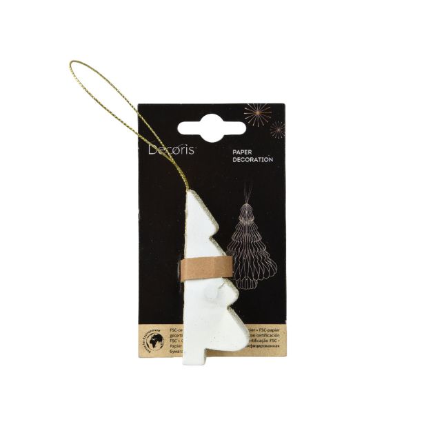 OKRASEK ZA JELKO DECORIS SMEREKA 8 CM, PAPIR, BEL