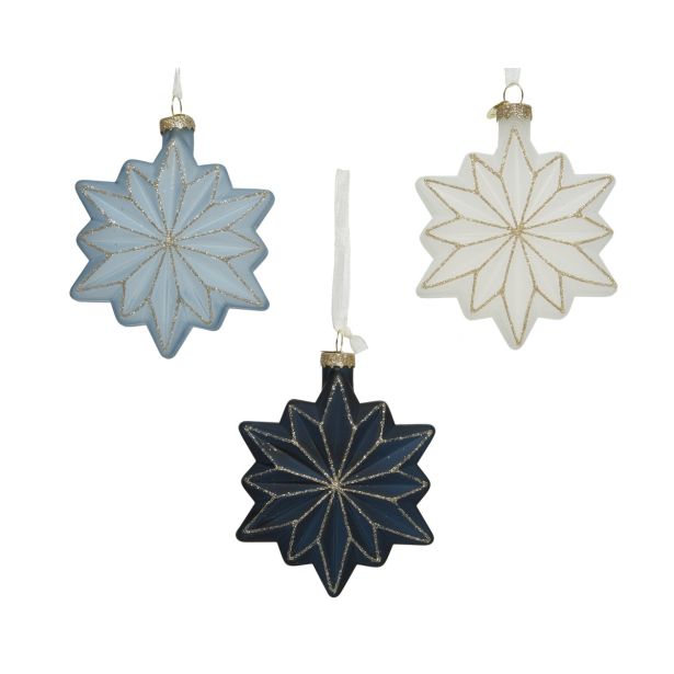 OKRASEK ZA JELKO DECORIS SNEŽINKA, BELA/MODRA SORT