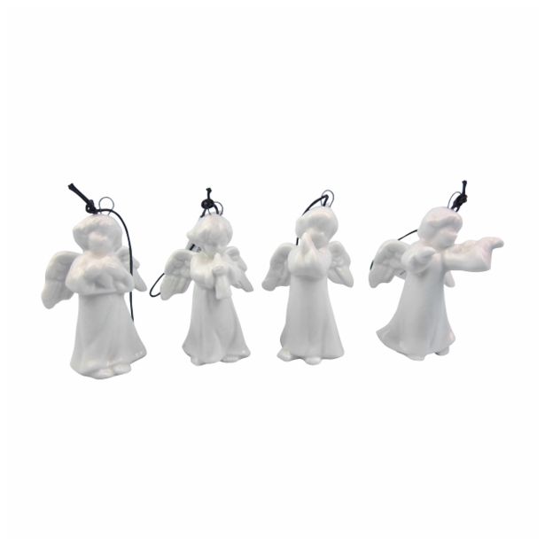 OKRASEK ZA JELKO GLOSSTYLE ANGEL BELI 8 CM SORTIRANO PORCELANASTI GLADKI VISEČ