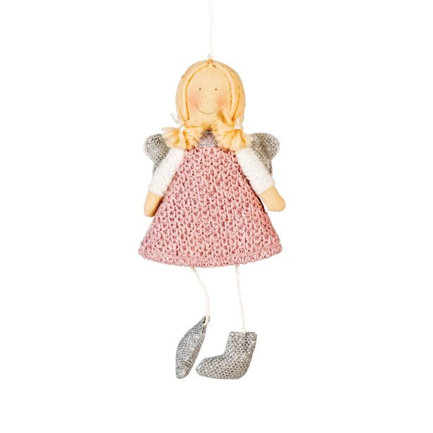 OKRASEK ZA JELKO GLOSSTYLE ANGEL ROZA 20 CM TEKSTILNI