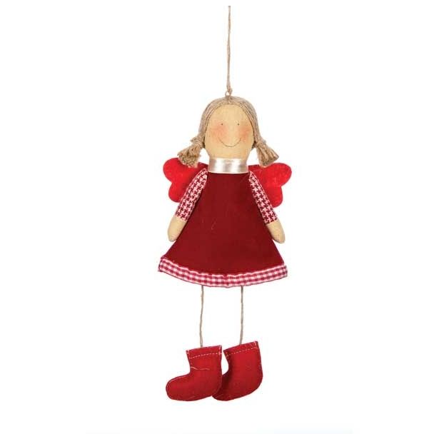 OKRASEK ZA JELKO GLOSSTYLE ANGEL TEKSTILNI RDEČI 20 CM