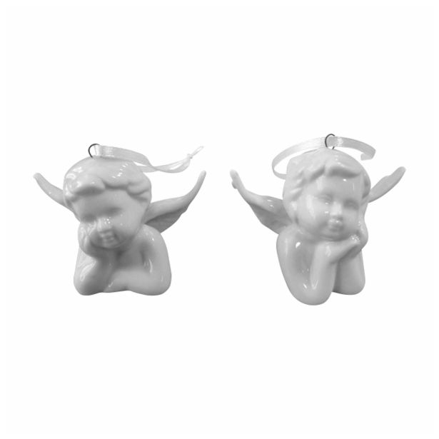 OKRASEK ZA JELKO GLOSSTYLE ANGEL VISEČI BELI 6 CM 6.5X4X5.10 CM