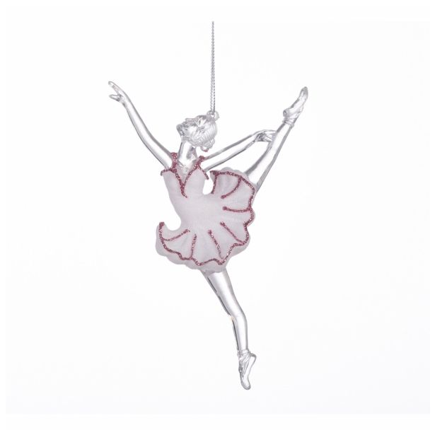 OKRASEK ZA JELKO GLOSSTYLE BALETKA BELA/ROZA 15 CM AKRILNA