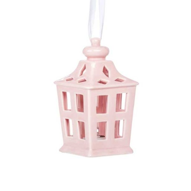 OKRASEK ZA JELKO GLOSSTYLE HIŠICA 11 CM ROZA BARVE Z LED LUČKO
