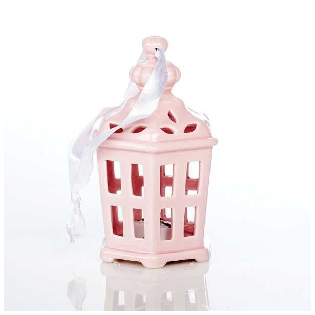 OKRASEK ZA JELKO GLOSSTYLE HIŠICA 11 CM ROZA BARVE Z LED LUČKO