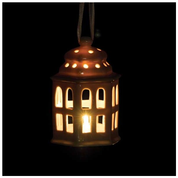 OKRASEK ZA JELKO GLOSSTYLE HIŠICA 11 CM ROZA BARVE Z LED LUČKO