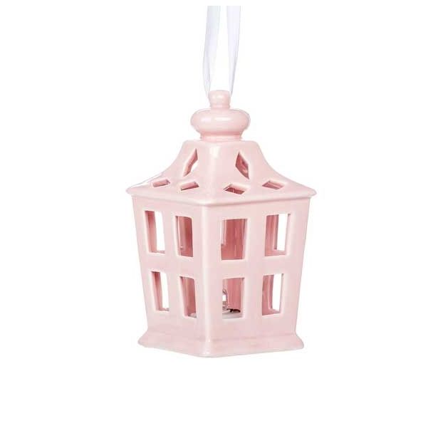 OKRASEK ZA JELKO GLOSSTYLE HIŠICA 11 CM ROZA BARVE Z LED LUČKO