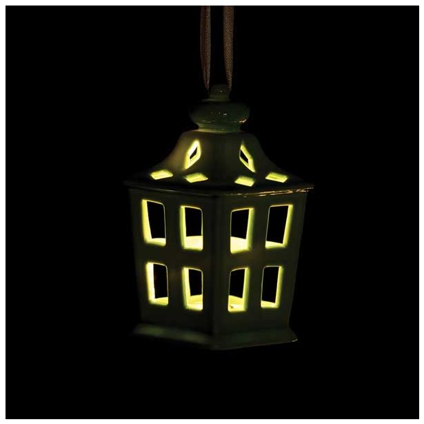 OKRASEK ZA JELKO GLOSSTYLE HIŠICA 11 CM ZELENE BARVE Z LED LUČKO