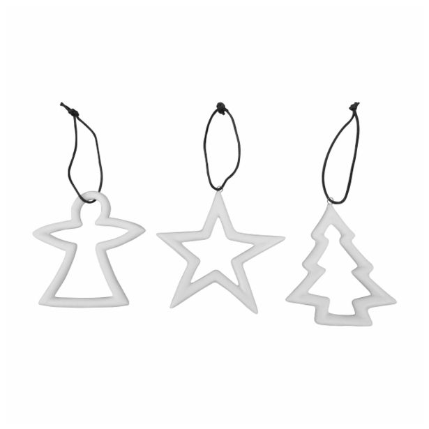 OKRASEK ZA JELKO GLOSSTYLE JELKA/ZVEZA/ANGEL 8.6 CM PORCELAN RAZLIČNE BARVE