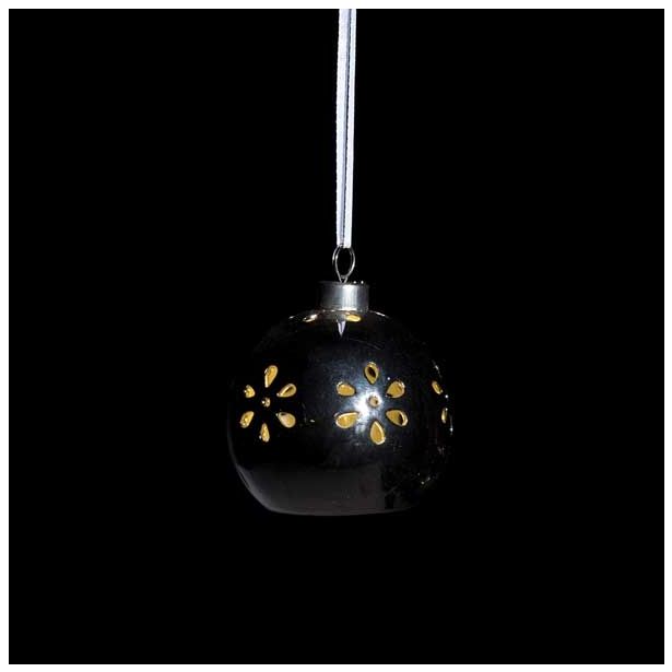 OKRASEK ZA JELKO GLOSSTYLE KROGLA SREBRNA FI 7 CM Z LED LUČKO IZ PORCELANA