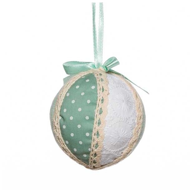 OKRASEK ZA JELKO GLOSSTYLE KROGLA TEKSTILNA 7 CM PREMERA ZELENA