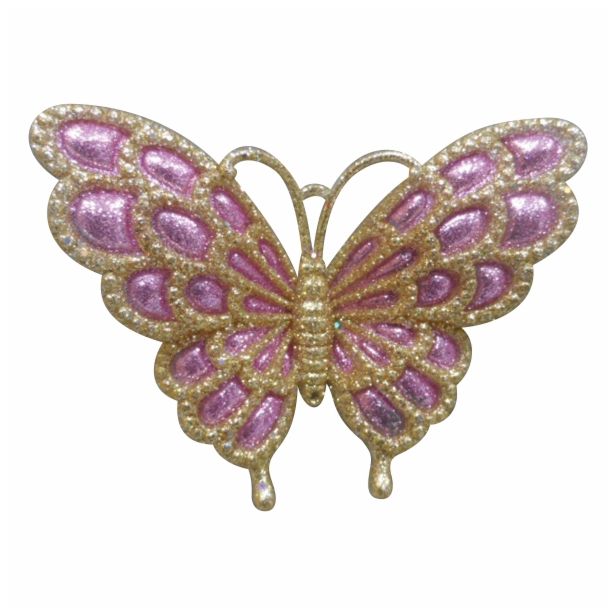 OKRASEK ZA JELKO GLOSSTYLE METULJ NA ŠČIPALKI VIJOLA ZLAT 11.68*2.54*9.65 CM
