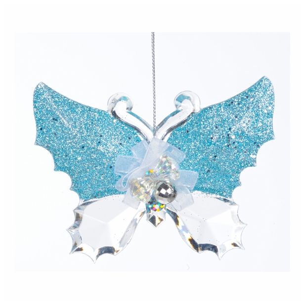 OKRASEK ZA JELKO GLOSSTYLE METULJ TRANSPARENT/MODRA 8.89*2.03*7.62 CM